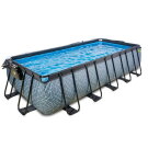 EXIT Stone Pool 540x250x122cm mit Sandfilterpumpe und Abdeckung - grau