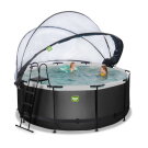 EXIT Black Leather Pool &oslash;360x122cm mit Sandfilterpumpe und Abdeckung - schwarz