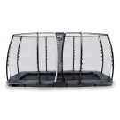 EXIT InTerra ebenerdiges Trampolin 244x427cm mit Sicherheitsnetz - grau