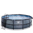 EXIT Stone Pool &oslash;450x122cm mit Sandfilterpumpe und Abdeckung - grau