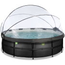 EXIT Black Leather Pool &oslash;488x122cm mit Sandfilterpumpe und Abdeckung - schwarz