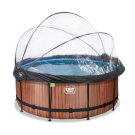 EXIT Wood Pool ø360x122cm mit Sandfilterpumpe und Abdeckung - braun
