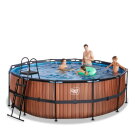 EXIT Wood Pool &oslash;427x122cm mit Sandfilterpumpe - braun