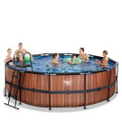 EXIT Wood Pool ø450x122cm mit Filterpumpe - braun