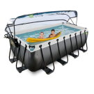 EXIT Black Leather Pool 400x200x122cm mit Sandfilterpumpe und Abdeckung - schwarz