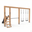 EXIT Linea Massiv 140 doppelte Holzschaukel mit Reckstange und Rutsche