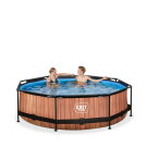 EXIT Wood Pool &oslash;300x76cm mit Filterpumpe - braun