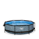 EXIT Stone Pool Ø300x76cm mit Filterpumpe & Abdeckung – Grau