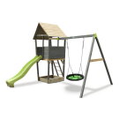 EXIT Aksent Holzspielturm mit Nestschaukel- grau