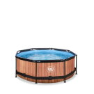 EXIT Wood Pool &oslash;244x76cm mit Filterpumpe - braun