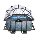 EXIT Stone Pool 400x200x122cm mit Sandfilterpumpe und Abdeckung und Wärmepumpe - grau