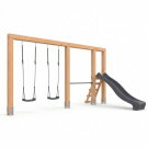 EXIT Linea Massiv 140 Doppelschaukel mit Reckstange und Rutsche