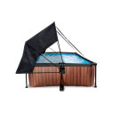 EXIT Wood Pool 220x150x65cm mit Filterpumpe und Sonnensegel - braun