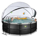 EXIT Black Leather Pool &oslash;427x122cm mit Sandfilterpumpe und Abdeckung - schwarz