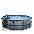 EXIT Stone Pool ø427x122cm mit Sandfilterpumpe und Abdeckung - grau