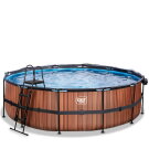 EXIT Wood Pool &oslash;488x122cm mit Sandfilterpumpe und Abdeckung - braun