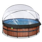 EXIT Wood Pool ø427x122cm mit Sandfilterpumpe und Abdeckung - braun