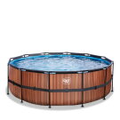 EXIT Wood Pool &oslash;427x122cm mit Sandfilterpumpe - braun