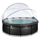 EXIT Black Leather Pool &oslash;427x122cm mit Sandfilterpumpe und Abdeckung - schwarz