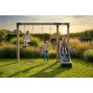 EXIT Linea Robust 110 Holzschaukel mit Rutsche und Turnringen