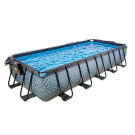 EXIT Stone Pool 540x250x100cm mit Sandfilterpumpe und Abdeckung - grau