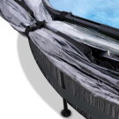 EXIT Black Wood Pool ø360x76cm mit Filterpumpe und Abdeckung und Sonnensegel - schwarz