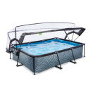 EXIT Stone Pool 300x200x65cm mit Filterpumpe und Abdeckung - grau