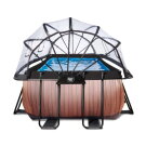 EXIT Wood Pool 400x200x122cm mit Sandfilterpumpe und Abdeckung und W&auml;rmepumpe - braun