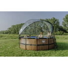 EXIT Wood Pool ø427x122cm mit Sandfilterpumpe und Abdeckung - braun