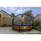 EXIT Wood Pool Ø300x76cm mit Filterpumpe & Abdeckung – Braun
