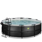 EXIT Black Leather Pool ø488x122cm mit Sandfilterpumpe und Abdeckung und Zubehörset - schwarz
