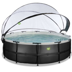 EXIT Black Leather Pool &oslash;488x122cm mit Sandfilterpumpe und Abdeckung und W&auml;rmepumpe - schwarz