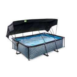 EXIT Stone Pool 220x150x65cm mit Filterpumpe und Sonnensegel - grau