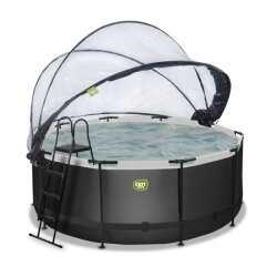 EXIT Black Leather Pool &oslash;360x122cm mit Sandfilterpumpe und Abdeckung - schwarz