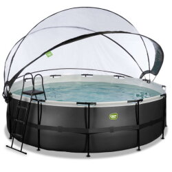 EXIT Black Leather Pool &oslash;450x122cm mit Sandfilterpumpe und Abdeckung - schwarz