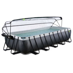EXIT Black Leather Pool 540x250x100cm mit Sandfilterpumpe und Abdeckung und W&auml;rmepumpe - schwarz