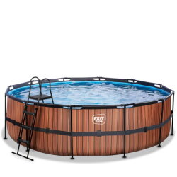 EXIT Wood Pool &oslash;488x122cm mit Sandfilterpumpe - braun
