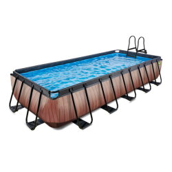 EXIT Wood Pool 540x250x100cm mit Filterpumpe - braun