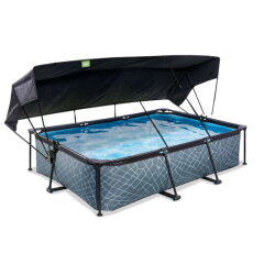 EXIT Stone Pool 300x200x65cm mit Filterpumpe und Sonnensegel - grau