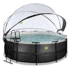 EXIT Black Leather Pool &oslash;427x122cm mit Sandfilterpumpe und Abdeckung und W&auml;rmepumpe - schwarz