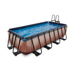 EXIT Wood Pool 400x200x100cm mit Sandfilterpumpe - braun