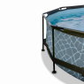 EXIT Stone Pool ø244x76cm mit Filterpumpe und Abdeckung und Sonnensegel - grau