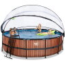 EXIT Wood Pool ø488x122cm mit Sandfilterpumpe und Abdeckung und Wärmepumpe - braun