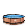 EXIT Wood Pool ø300x76cm mit Filterpump und Sonnensegel - braun