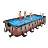 EXIT Pool Wood 540x250cm mit Abdeckung ohne Filterpumpe und Leiter - braun