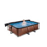 EXIT Wood Pool 220x150x65cm mit Filterpumpe und Sonnensegel - braun